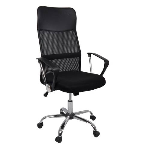 BF2400 Πολυθρόνα Γραφείου Διευθυντή, Βάση Χρώμιο, Pu Μαύρο, Mesh Μαύρο Ε-00010518 ΕΟ502,1