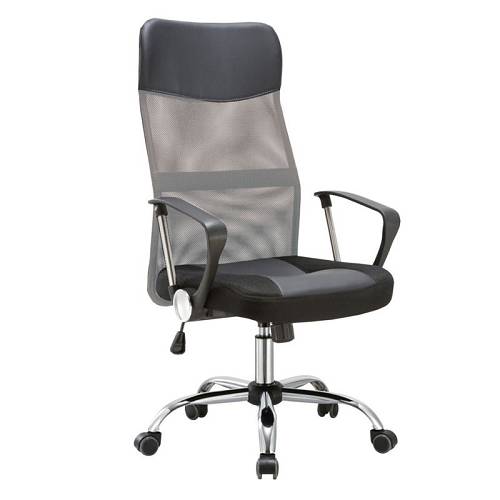 BF2400-PVC Πολυθρόνα Γραφείου Διευθυντή, Βάση Χρώμιο, Pvc - Mesh, Γκρι - Μαύρο Ε-00019542 ΕΟ502,4P