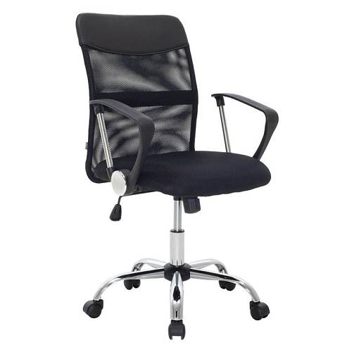 BF2401 Πολυθρόνα Γραφείου Medium, Βάση Χρώμιο, Ύφασμα & Mesh Απόχρωση Μαύρο Ε-00023501 ΕΟ610,1