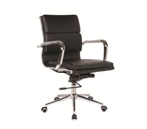 BF4801 Πολυθρόνα Γραφείου Μέταλλο Χρώμιο, PU Μαύρο Ε-00016927 ΕΟ230