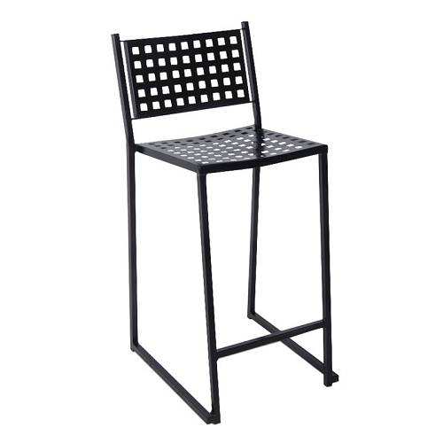 CAPRICE Σκαμπό BAR με Πλάτη, Στοιβαζόμενο, Μέταλλο Βαφή Μαύρο - Pro Ε-00018009 Ε5148