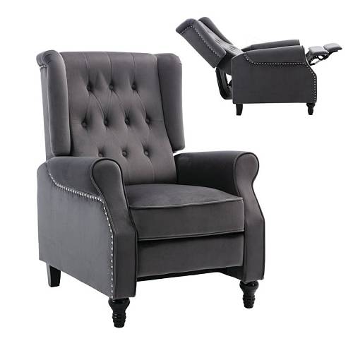 CHESTER Relax Πολυθρόνα Μπερζέρα Σαλονιού, Καθιστικού Ύφασμα Velure Γκρι Ε-00023453 Ε7119,2