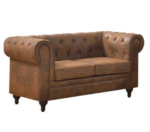 CHESTERFIELD Kαναπές 2Θέσιος Σαλονιού - Καθιστικού, Ύφασμα Απόχρωση Καφέ Camel Ε-00017822 Ε942,2