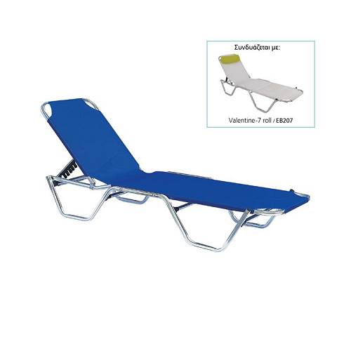 CRETA Ξαπλώστρα Αλουμινίου Textilene Μπλέ, Στοιβαζόμενη Ε-00010472 Ε281,1