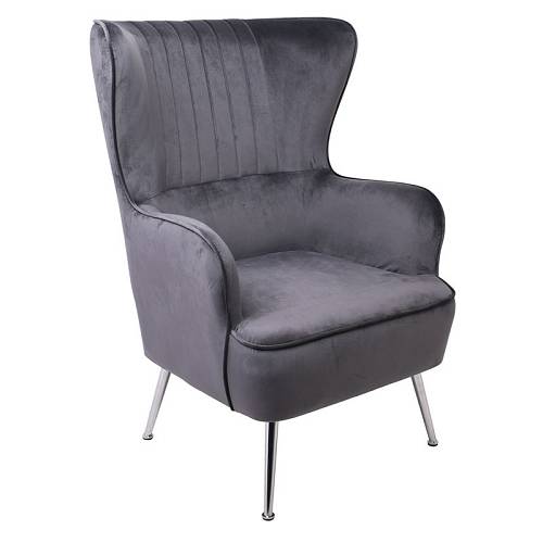 CROMA Πολυθρόνα - Μπερζέρα Σαλονιού - Καθιστικού, Ύφασμα Γκρι Velure Ε-00021071 Ε7138,7