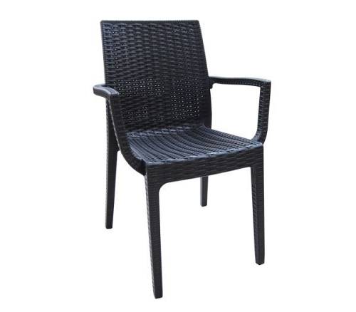 DAFNE Πολυθρόνα Τραπεζαρίας Κήπου Στοιβαζόμενη, PP Rattan Look UV Protection, Ανθρακί Ε-00014183 Ε329,2