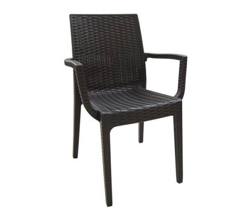 DAFNE Πολυθρόνα Τραπεζαρίας Κήπου Στοιβαζόμενη, PP Rattan Look UV Protection, Καφέ Ε-00014224 Ε329,3