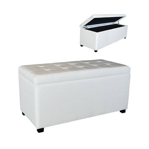 DENISE Σκαμπό με Αποθηκευτικό Χώρο - Ταμπουρέ, PU Εκρού Ε-00014444 Ε7048,1