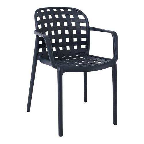 DENON Πολυθρόνα Στοιβαζόμενη Πολυπροπυλένιο (PP-UV) Ανθρακί Ε-00020364 Ε376,2 (ΣΕΤ ΤΩΝ 4)