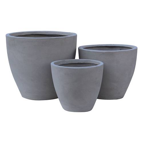 FLOWER POT-3  Set 3 τεμαχίων Cement Grey Ε-00022897 Ε6302,S