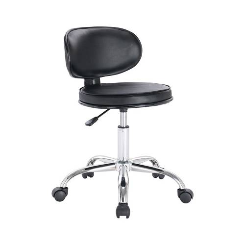 GLORY Σκαμπό με Πλάτη, Χρώμιο PU Μαύρο, Τροχήλατο, Ρύθμιση Ύψους, Περιστρεφόμενο Ε-00021945 ΕΜ404 (ΣΕΤ ΤΩΝ 2)