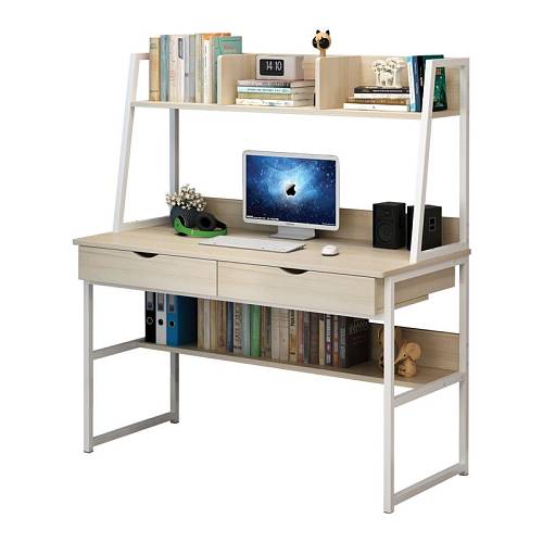 ΓΡΑΦΕΙΟ 2 Συρτάρια 2 Ράφια Μέταλλο Βαφή Άσπρο, MDF - Melamine Απόχρωση Maple Ε-00021926 ΕΟ404,2