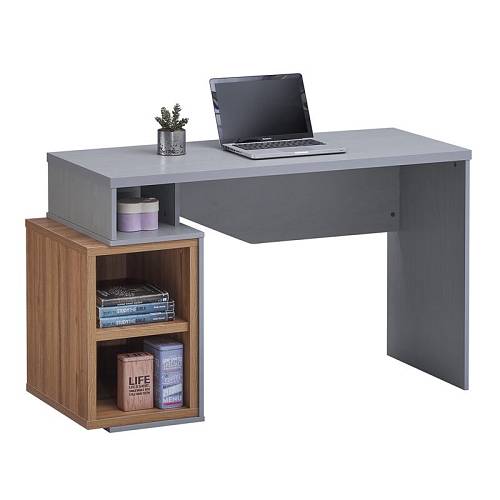 ΓΡΑΦΕΙΟ Η/Υ με 3 Ράφια, Απόχρωση Γκρι- Ανοιχτό Καρυδί Ε-00024541 ΕΟ4391