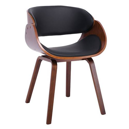 JOY Πολυθρόνα Τραπεζαρίας Σαλονιού, Καρυδί, Pu Μαύρο Ε-00021097 Ε7512,1