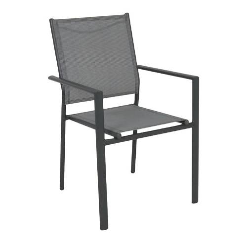 LANSON Πολυθρόνα Κήπου Βεράντας, Μέταλλο Βαφή Ανθρακί Textilene Grey Ε-00017955 Ε6765,1
