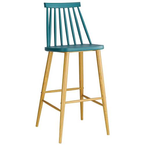 LAVIDA Σκαμπό BAR με Πλάτη, Μέταλλο Βαφή Φυσικό, PP Μπλε Ε-00017847 ΕΜ153,5 (ΣΕΤ ΤΩΝ 2)