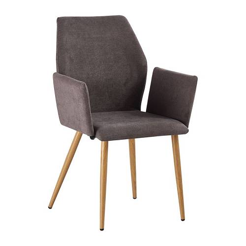 LETO Πολυθρόνα Τραπεζαρίας Κουζίνας, Μέταλλο Βαφή Φυσικό, Ύφασμα Grey Brown Ε-00019233 ΕΜ773,3 (ΣΕΤ ΤΩΝ 4)