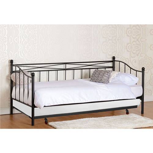 MARIN Set: Daybed με Στρώμα 90x190 + Βοηθητικό Κρεβάτι με Στρώμα 85x185 Μέταλλο Μαύρο Ε-00023059 Ε8043,1S