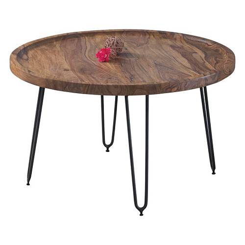 MATRI Τραπεζάκι Σαλονιού Καθιστικού, Μέταλλο Βαφή Μαύρο, Ξύλο Ακακία Φυσικό Ε-00021242 ΕΑ7076,1