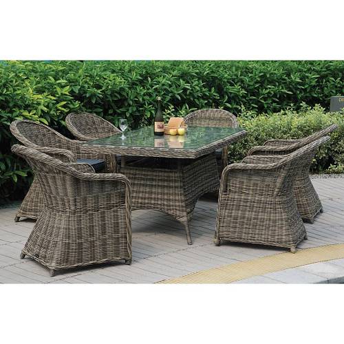 MONTANA Set Τραπεζαρία Κήπου:6 Πολυθρόνες+Τραπέζι, Αλουμίνιο- Wicker Grey Brown με Μαξιλάρια Ε-00024671 Ε6554S