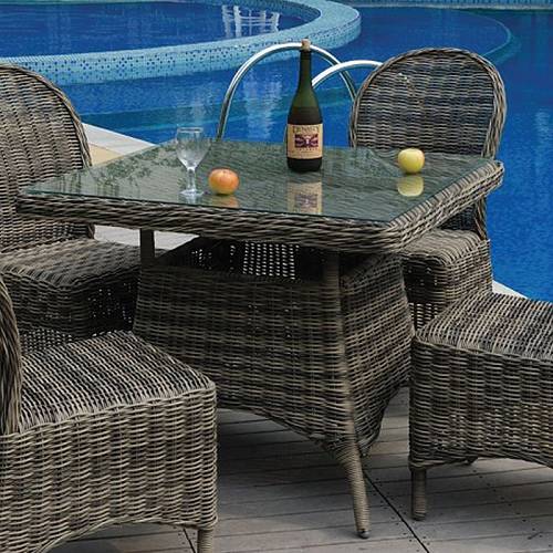 MONTANA Τραπέζι Dining Κήπου-Βεράντας ALU, Φ5mm Round Wicker Grey Brown Ε-00011266 Ε6551