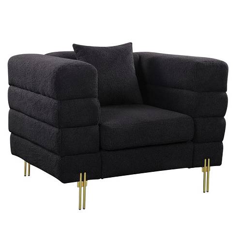 MORRIS Πολυθρόνα Σαλονιού - Καθιστικού, Ύφασμα Teddy Μαύρο Ε-00024533 Ε9600,12