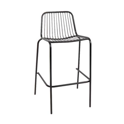 NEXUS Σκαμπό Bar με Πλάτη, Στοιβαζόμενο, Μέταλλο Βαφή Μαύρο Ε-00018510 Ε521