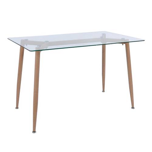 OLSEN Τραπέζι Τραπεζαρίας Κουζίνας - Μέταλλο Βαφή Φυσικό - Γυαλί Clear Ε-00017519 ΕΜ740