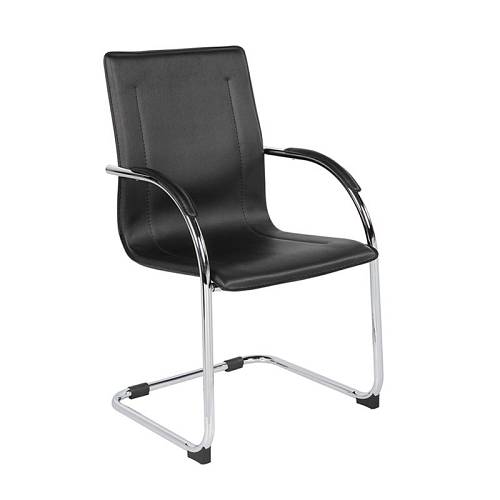 Stock OMIKRON Πολυθρόνα Γραφείου Επισκέπτη, Μέταλλο Χρώμιο PVC Μαύρο Ε-00001958 ΕΟ558,10 (ΣΕΤ ΤΩΝ 3)