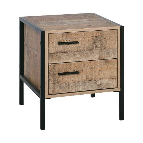 PALLET-W Κομοδίνο με 2 Συρτάρια Μέταλλο Βαφή Μαύρο - Antique Oak Ε-00021517 Ε8433,W