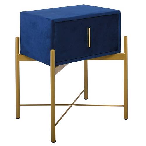 PASSION  Κομοδίνο με 1 Συρτάρι, Ύφασμα Velure Απόχρωση Μπλε Ε-00024047 Ε8803,Κ3