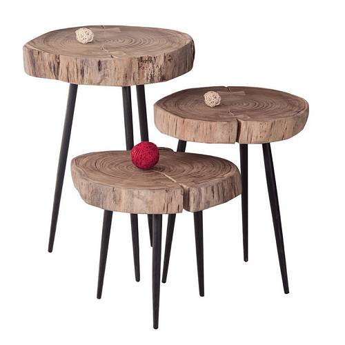 PATEL Τραπεζάκι Σαλονιού Καθιστικού, Μέταλλο Βαφή Μαύρο, Ξύλο Ακακία Φυσικό Ε-00017565 ΕΑ7104,3