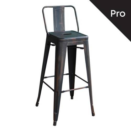 RELIX Σκαμπό Bar-Pro με Πλάτη, Μέταλλο Βαφή Antique Black Ε-00015484 Ε5199,10