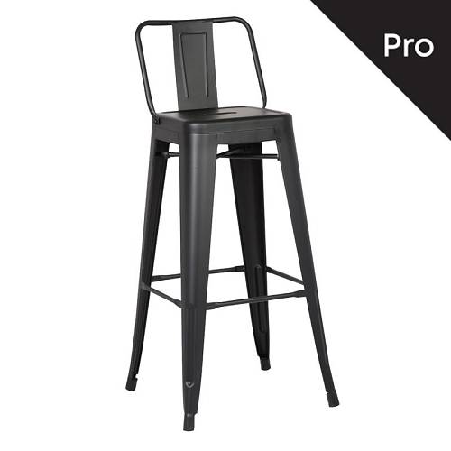 RELIX Σκαμπό Bar-Pro με Πλάτη, Μέταλλο Βαφή Μαύρο Matte Ε-00018135 Ε5199,1Μ