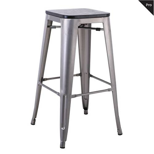 RELIX Wood Σκαμπό Bar-Pro, Απόχρωση Metal με Διακοσμητική Σκουριά, Απόχρωση Ξύλου Μαύρο Ε-00024517 Ε5190W,6Β