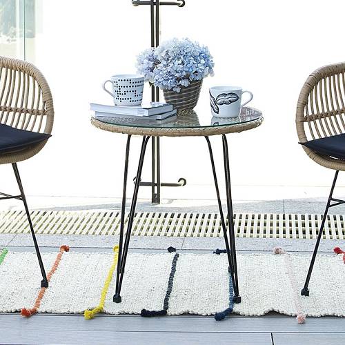 SALSA Τραπέζι Μέταλλο Βαφή Μαύρο, Wicker Φυσικό Ε-00019095 Ε244,Τ