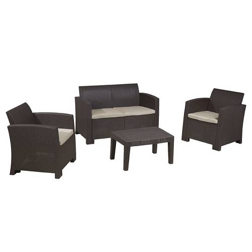 SAVANNA Set Σαλόνι Κήπου Βεράντας  K/D,  PP-UV Καφέ Μαξιλάρια Grey-White Ε-00018589 Ε352,2