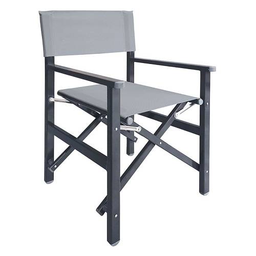 Σκηνοθέτη Πολυθρόνα, Αλουμίνιο Ανθρακί (1,2mm), Textilene Γκρι, Πτυσσόμενη(2,75kg) Ε-00024272 Ε2601,6 (ΣΕΤ ΤΩΝ 4)