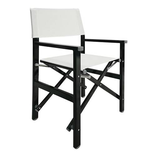 Σκηνοθέτη Πολυθρόνα, Αλουμίνιο Μαύρο (1,2mm), Textilene Άσπρο, Πτυσσόμενη (2,75kg) Ε-00023609 Ε2601,3 (ΣΕΤ ΤΩΝ 4)