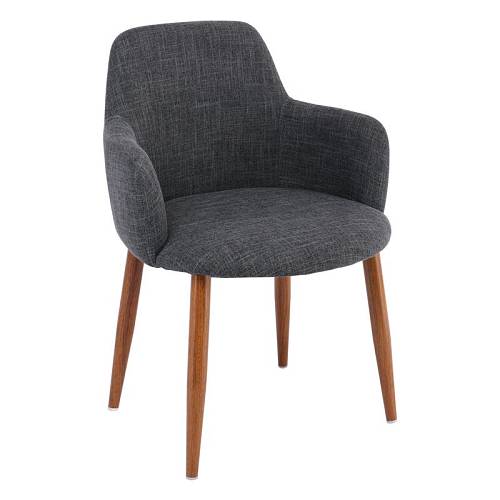 SOUL Πολυθρόνα Τραπεζαρίας Σαλονιού Κουζίνας, Μέταλλο Βαφή Καρυδί, Ύφασμα Γκρι Ε-00020565 ΕΜ713,1 (ΣΕΤ ΤΩΝ 2)