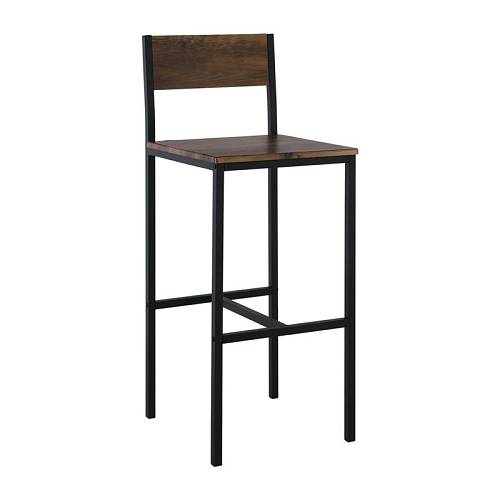 STAB Σκαμπό BAR με Πλάτη, Μέταλλο Βαφή Ανθρακί, Κάθισμα Απόχρωση Antique Brown Ε-00021322 ΕΜ9801 (ΣΕΤ ΤΩΝ 4)