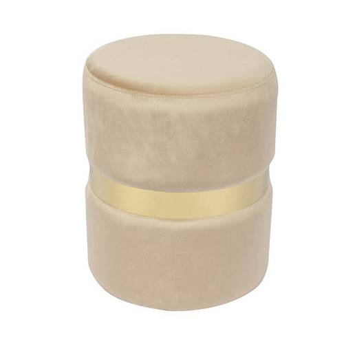 TOMMY Σκαμπό Βοηθητικό, Χρώμιο Χρυσό, Ύφασμα Velure Απόχρωση Μπεζ Ε-00021624 Ε7037,2