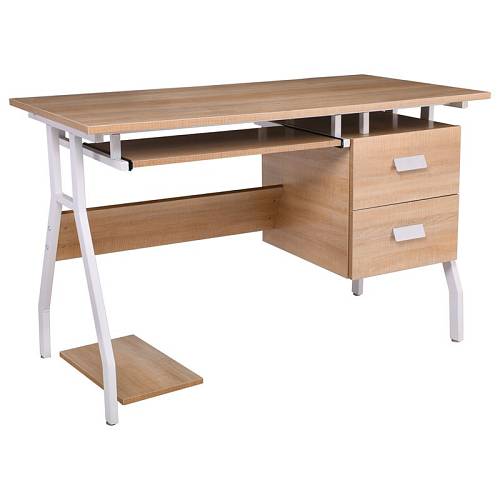 UNIT Γραφείο Η/Υ Μέταλλο Βαφή Άσπρο, Melamine Απόχρωση Sonoma Ε-00022066 ΕΟ434