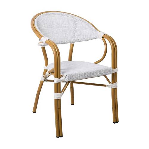 VEGERA Πολυθρόνα Dining Αλουμίνιο Βαφή Φυσικό Textilene Εκρού, Στοιβαζόμενη Ε-00021506 Ε258,13