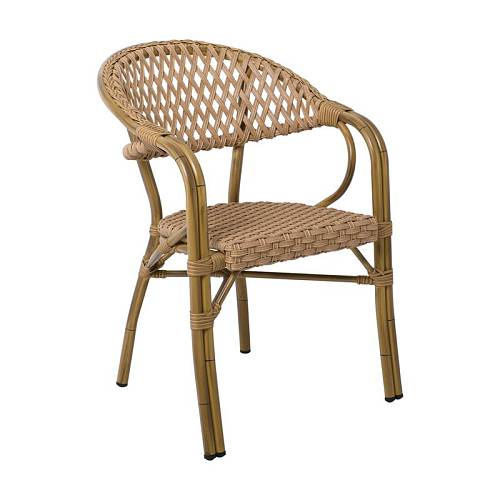 VEGERA Rattan Πολυθρόνα Dining Αλουμίνιο Φυσικό, Wicker Φυσικό, Στοιβαζόμενη Ε-00020108 Ε2580