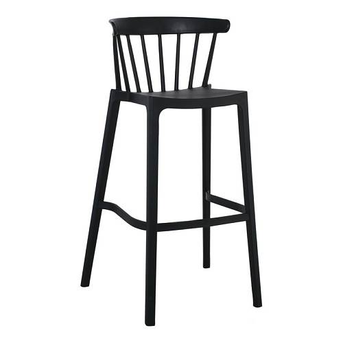 WEST Σκαμπό BAR με Πλάτη, PP-UV Μαύρο Ε-00021592 Ε384,2