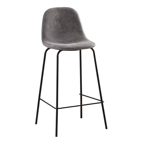 CELINA Σκαμπό BAR με Πλάτη, Μέταλλο Βαφή Μαύρο, Ύφασμα Suede Απόχρωση Γκρι Ε-00024616 ΕΜ901,8 (ΣΕΤ ΤΩΝ 4)