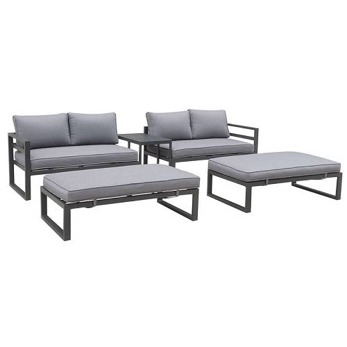 ORBEA Set Καθιστικό Κήπου ALU Ανθρακί, Καναπές 4Θ+2 Πάγκοι+ Τραπέζι, Μαξιλάρι Γκρι Σκούρο Ε-00024692 Ε6840,1