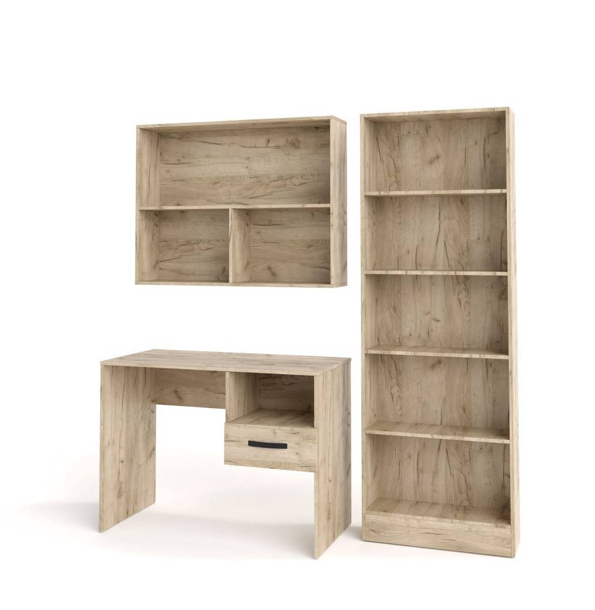 Σετ γραφείου Unity - Grey Craft Oak (100x50x74) (100x22x75) (63x22x181)