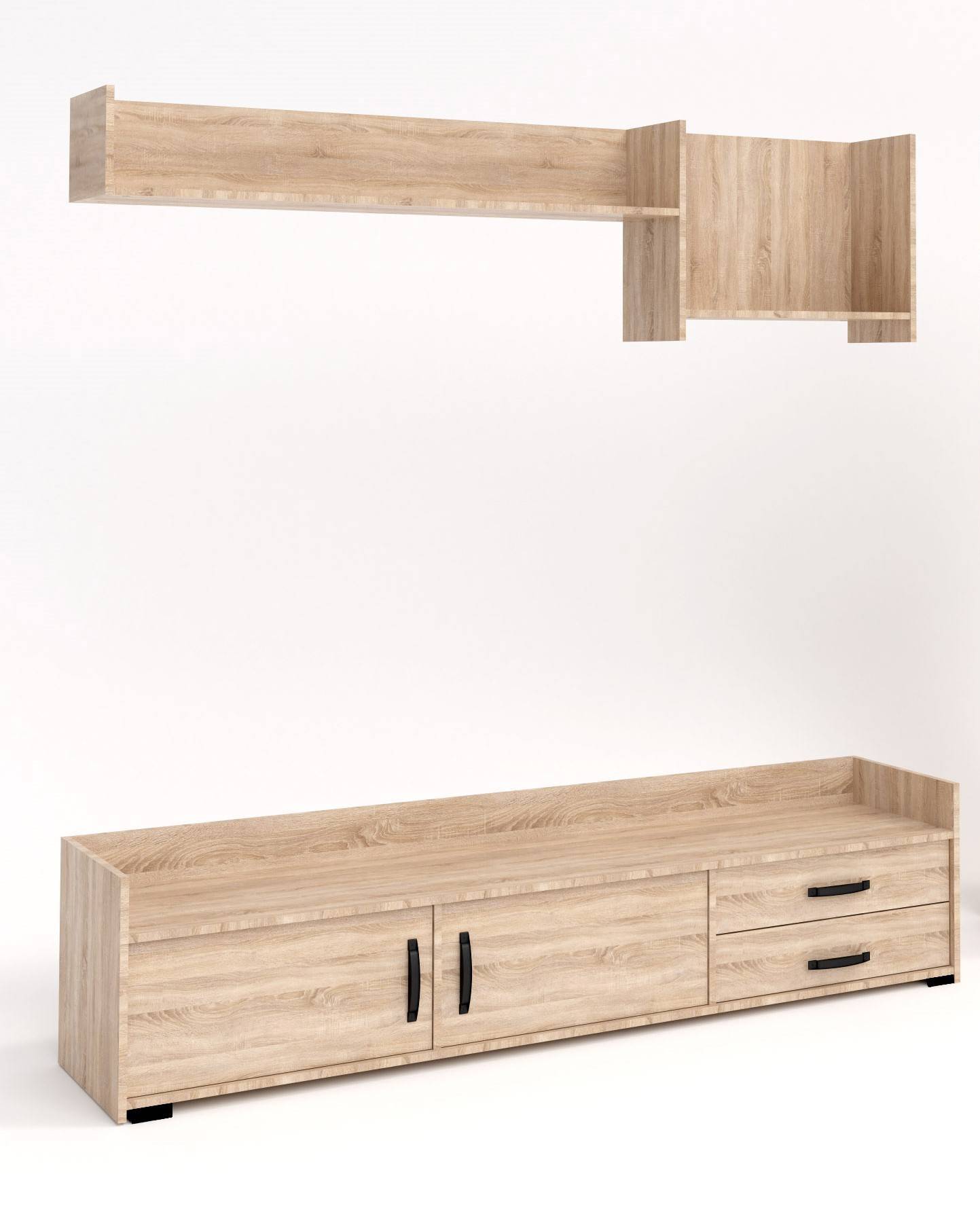 Έπιπλο τηλεόρασης με ράφια Dawn - Light Sonoma Oak (180x40/25x45)